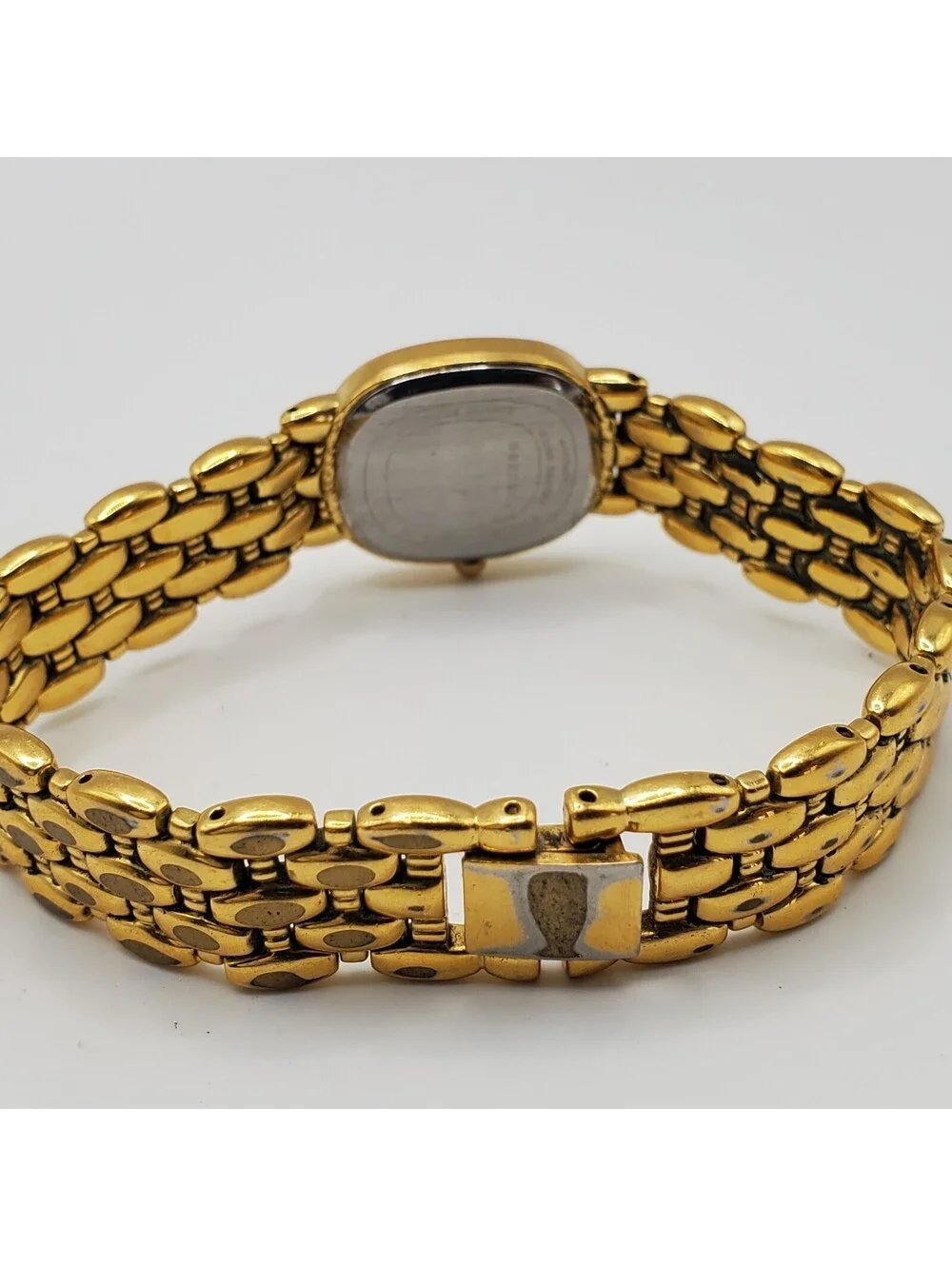 ESQ Quartz Womens Watch 21mm For Parts Or Repair Gold Tone White Dial